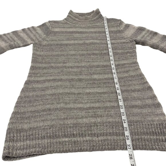 Anthropologie Moth Twin Shadows Gray Striped High Neck Sweater Size M - Picture 8 of 8